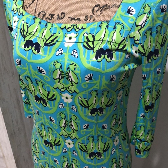 Green and teal bird dress size 4 - Picture 2 of 4